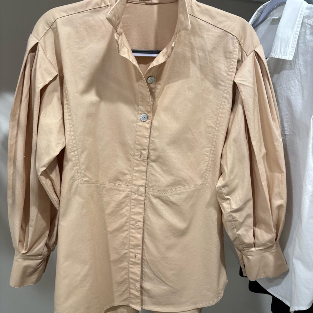 Women's Tan Button Down Shirt
